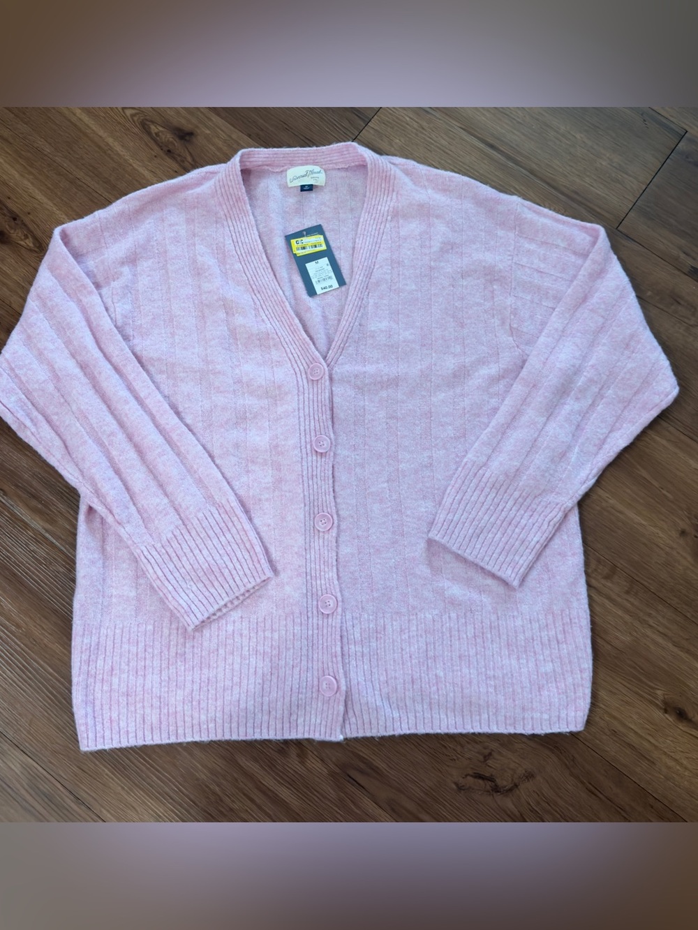 Pink V-Neck Button-Front Women's Sweater Cardigan
